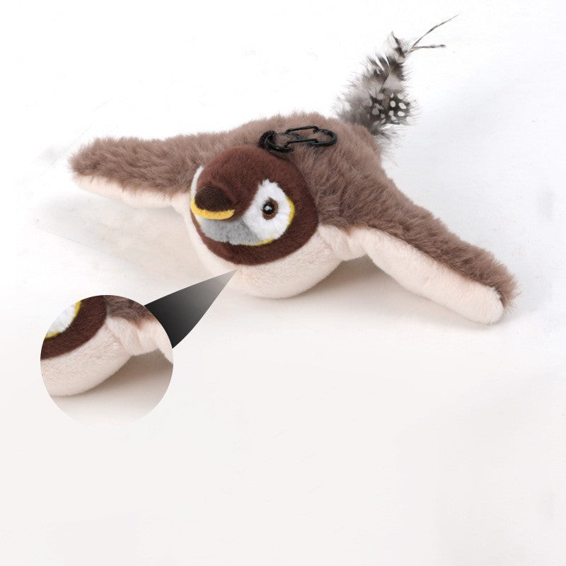 Cat plush toy bird on a white background.